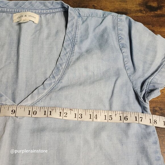 Cloth & Stone Chambray Shirt Dress XS Light Wash Beachy Coastal Minimalist - Picture 6 of 9